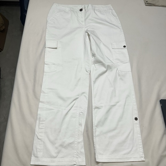 Liz Claiborne New York Womens White Stretch Cargo Pants / Utility Pants Size 14 - Picture 3 of 12